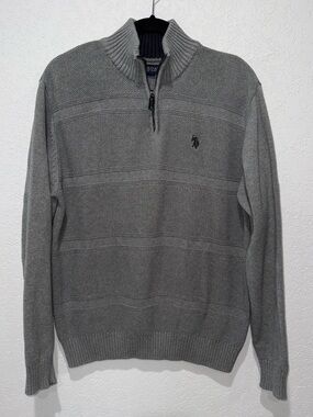 Ralph Lauren Men's Gray Quarter-Zip Knit Sweater